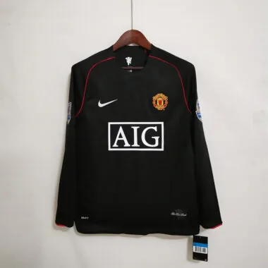 Camiseta de manga larga del Manchester United para partidos fuera de casa, temporada 07-08