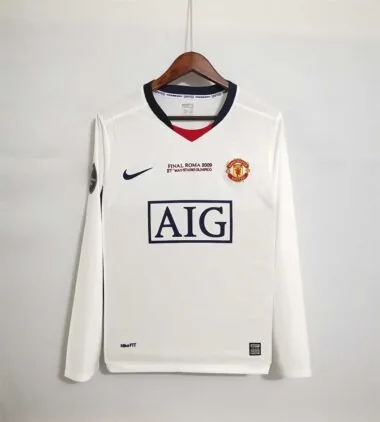08-09 Manchester United away white UCL final long sleeve