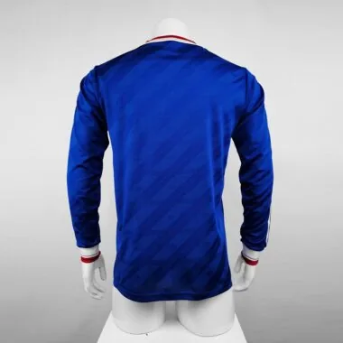 Camisa azul de manga comprida do Manchester United para jogos fora de casa, versão de jogador, 86-88