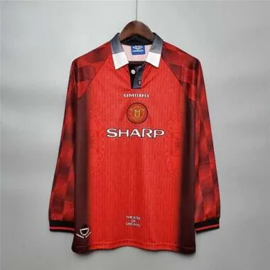 Camisa de manga comprida do Manchester United (jogo em casa) de 96-97