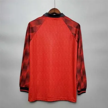 Camisa de manga comprida do Manchester United (jogo em casa) de 96-97