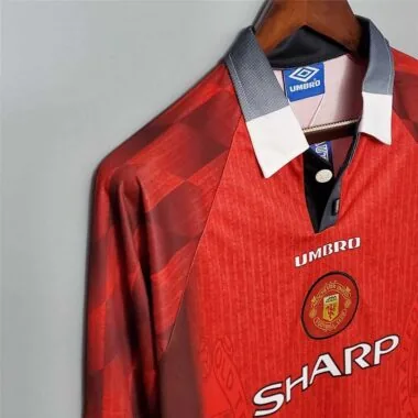 Camisa de manga comprida do Manchester United (jogo em casa) de 96-97