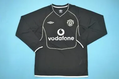 00-02 Camisola preta de manga comprida do Manchester United para jogos fora de casa