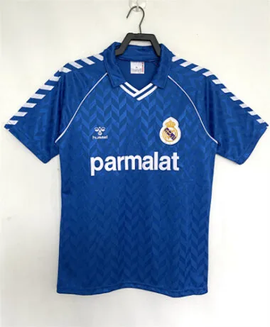 Camisa retro do Real Madrid para jogos fora de casa da época de 1986-87