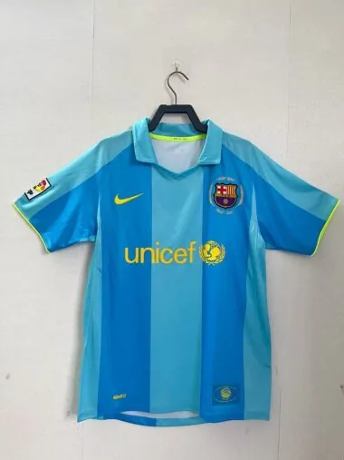 07-08 Barcelona away blue retro jersey