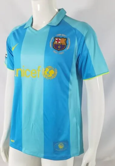 07-08 Barcelona away blue retro jersey