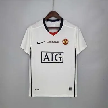 08-09 Manchester United, fora de casa, camisola branca da Liga dos Campeões