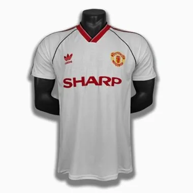 88-89 Camisola branca de jogo fora do Manchester United