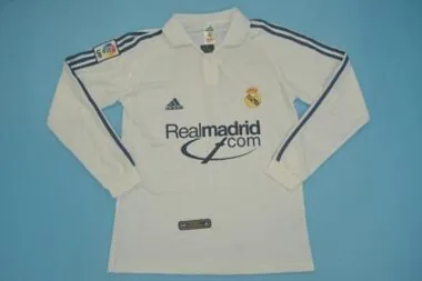 Camisa de manga comprida do Real Madrid (jogo em casa) de 2001