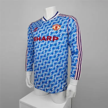 Camisa de manga comprida do Manchester United para jogos fora de casa, 90-92