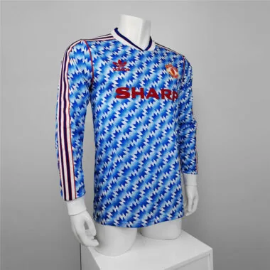Camisa de manga comprida do Manchester United para jogos fora de casa, 90-92
