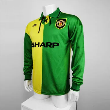 Camisa de manga comprida do Manchester United (jogo fora de casa) de 92-94