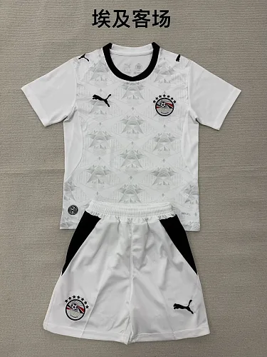 Equipamento infantil para o Egito - Camisola de futebol da seleção visitante do Mundial de 2026, tamanhos 16-28