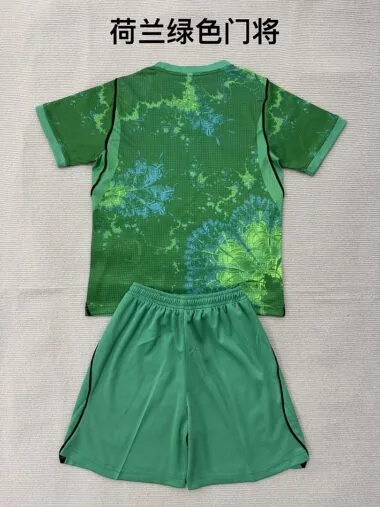 Netherlands 2026 World Cup Green Goalkeeper kids soccer Jersey (Size 16-28)