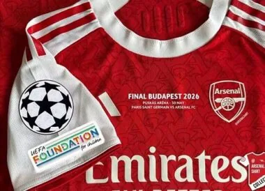 Camisa de futebol do Arsenal para a final da Liga dos Campeões 2025/26 (jogo em casa), tamanhos S-4XL