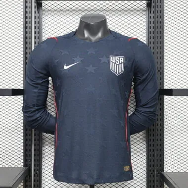 Camisa de jogo fora de casa da seleção dos EUA para o Mundial de 2026, de manga comprida, versão jogador, tamanhos S-2XL