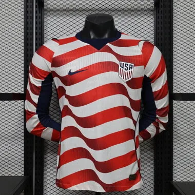 Camisa de jogo dos EUA para o Mundial de 2026, versão para jogadores, manga comprida, tamanhos S-2XL
