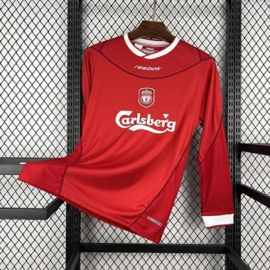 Camisola retro do Liverpool 2002/04, para jogo em casa, de manga comprida, tamanhos S-2XL