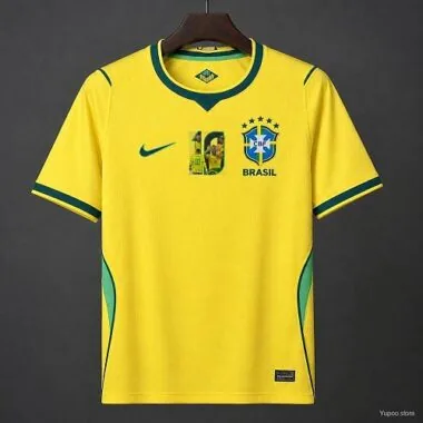 Camisa de jogo em casa do Brasil para o Mundial de 2026, com estampado especial do Neymar Jr., tamanhos S-4XL