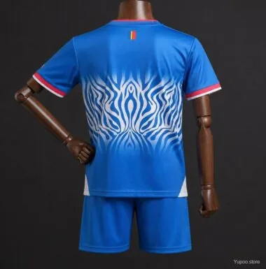 Maillot domicile bleu ciel pour enfants de la RD Congo pour la Coupe du monde 2026, tailles 16 à 28