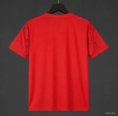 2026 Mexico Red Soccer Jersey with Green Geometric Triangles and Stripe (S-2XL)