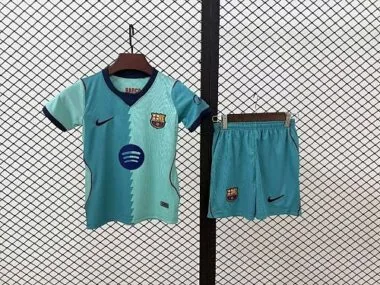 Barcelona 2026/27 - Terceiro equipamento infantil para jogos fora de casa, tamanhos 16-28
