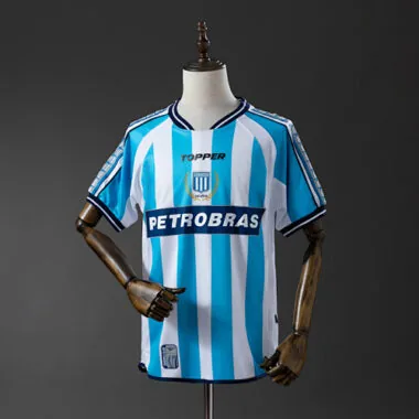 Camisa de futebol retro do Racing Club de Avellaneda (temporada 2003/04) para jogos fora de casa, tamanhos S-2XL