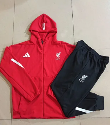 Fato com capuz vermelho do Liverpool 2025/26 – tamanhos S a 2XL