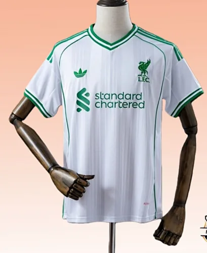 Camisa branca de treino pré-jogo do Liverpool 2025/26, tamanhos S-XXL