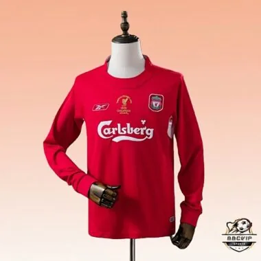 Camisola retro do Liverpool 2004/05, de manga comprida, para jogos em casa, tamanhos S-XXL