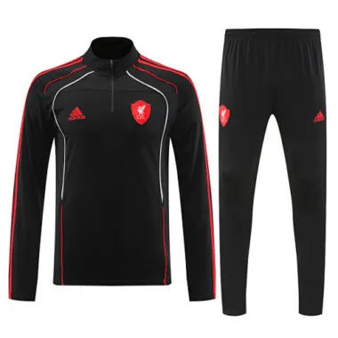 Top de treino Liverpool 2025/26 preto com meia abertura