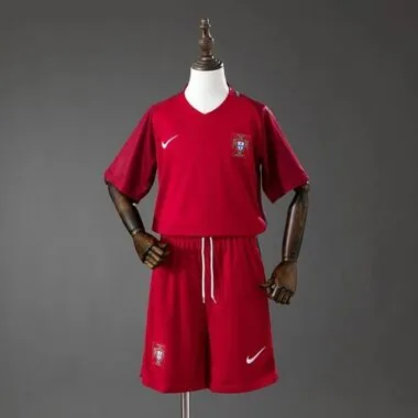 Camisola de futebol infantil do Retro Portugal 2016 (jogo em casa)