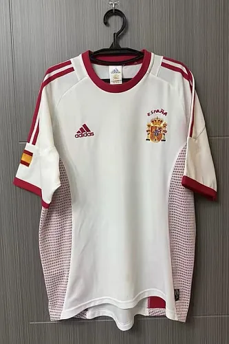 Camisolas de futebol retro da Espanha de 2002 (jogo fora), tamanhos S a 2XL