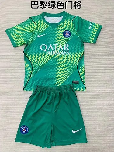 Conjunto infantil de guarda-redes do PSG Paris 2026/27, verde, tamanho 16-28