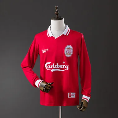 Camisola retro Liverpool 1996/97 casa manga comprida (S-XXL)