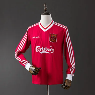 Camisola retro Liverpool 1995/96 casa manga comprida (S-XXL)