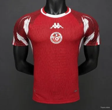 Camisa de futebol da Tunísia para o Mundial de 2026 (versão para jogador em casa) – tamanhos S a 2XL