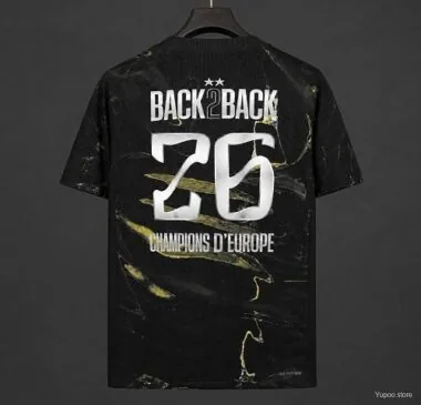 2 Stars 2025/26 PSG × Jordan Brand Fouth Black Jersey With Champions of Europe 2026