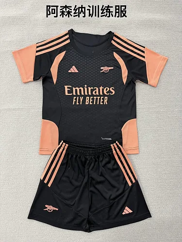 Camisa de treino infantil do Arsenal 2026/27, preta e laranja (tamanhos 16-28)
