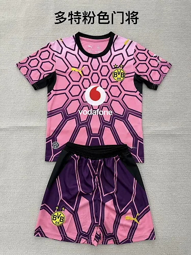 Conjunto infantil do Borussia Dortmund 2026/27 – Camisola de guarda-redes cor-de-rosa (Tamanhos 16-28)