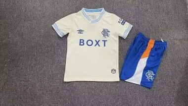 Rangers 2026/27 - Camisola de jogo fora para criança, tamanhos 16-28