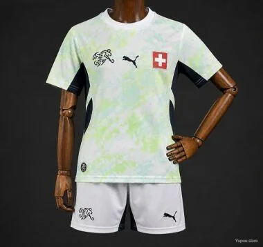 Camisa de futebol fora de casa Kid Kit Suíça 2026, tamanho 16-28