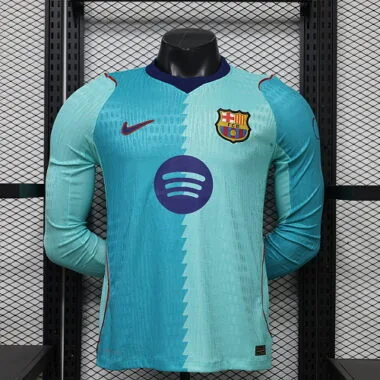 Camisa de jogador da Barcelona 2026/27, segunda camisola de deslocamento, manga comprida, tamanhos S-2XL