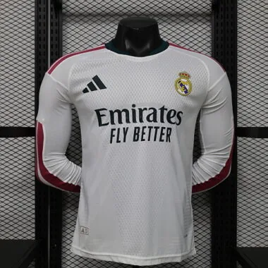 Camisa de jogo em casa do Real Madrid 2026/27, de manga comprida, versão jogador, tamanho S-2XL