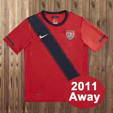 Camisa de futebol retro dos EUA de 2011 (jogo fora de casa), tamanhos S-2XL