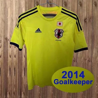 Camisolas de futebol Retro Japan 2014 para guarda-redes, cor amarela, tamanhos S-2XL