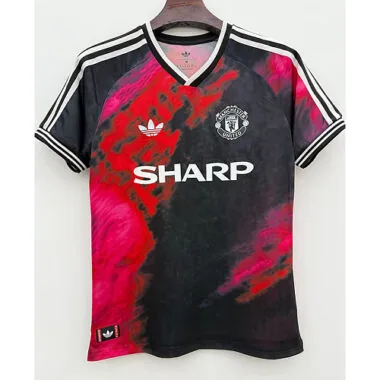 Camisa masculina do Manchester United 2026/27, edição casual em vermelho e preto, tamanhos S-2XL