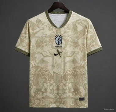 Camisa da Seleção Brasileira para o Mundial de 2026, modelo «Jesus Gold Cream», tamanhos S-XXL