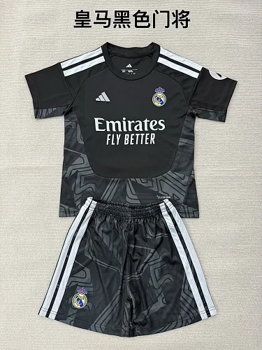 Equipamento infantil de guarda-redes do Real Madrid 2026/27, preto – Camisolas, tamanhos 16-28
