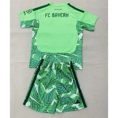 Kids Kit Bayern Munich 2026/27 Green Goalkeeper Soccer Jersey (Size 16-28)